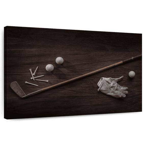 Elephant Stock Golf Gear Wall Art - Horizontal Canvas Wall Art - Living Room Wall Decor - Hobbies And Lifestyle Canvas - Brown And Black Decor - 48" x 32"