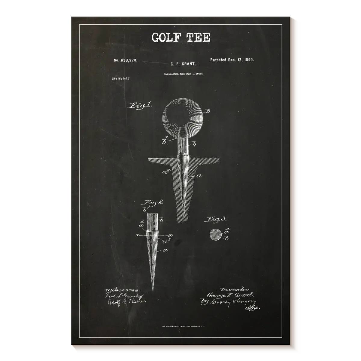 Elephant Stock Golf Tee Patent Wall Art - Vertical Canvas Wall Art ...