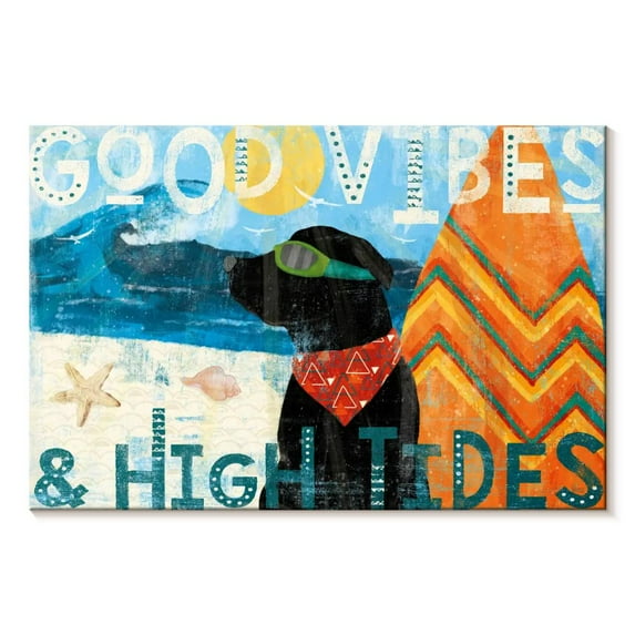 Elephant Stock Good Vibes Ii Wall Art - Horizontal Canvas Wall Art - Living Room Wall Decor - Inspirational And Typography Canvas - Beige And Brown Decor By Veronique Charron - 12" x 8"