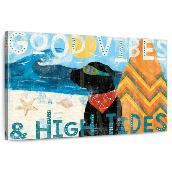 Elephant Stock Good Vibes Ii Wall Art - Horizontal Canvas Wall Art - Living Room Wall Decor - Inspirational And Typography Canvas - Beige And Brown Decor By Veronique Charron - 12" x 8"