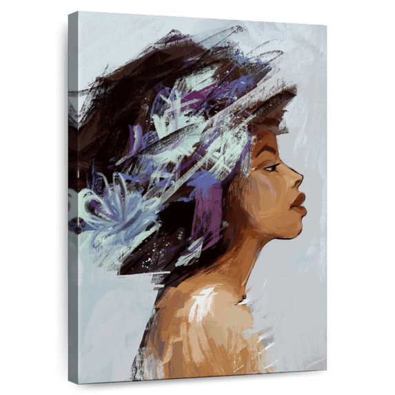 Elephant Stock Gorgeous Lady Wall Art - Vertical Canvas Wall Art - Living Room Wall Decor - People Canvas - Black And Brown Decor - 30" x 45"