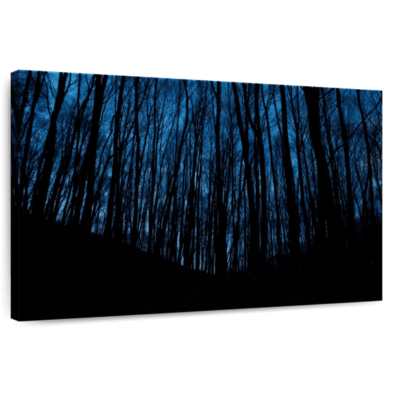 Elephant Stock Gothic Forest Wall Art - Horizontal Canvas Wall Art - Living Room Wall Decor - Gothic Canvas - Black And Blue Decor - 48" x 32"