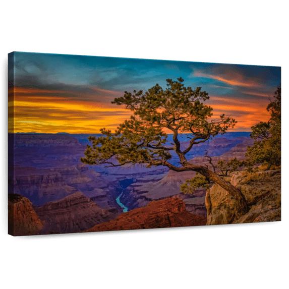Elephant Stock Grand Canyon Juniper Tree Wall Art - Horizontal Canvas Wall Art - Living Room Wall Decor - Floral And Botanical Canvas - Orange And Green Decor - 12" x 8"