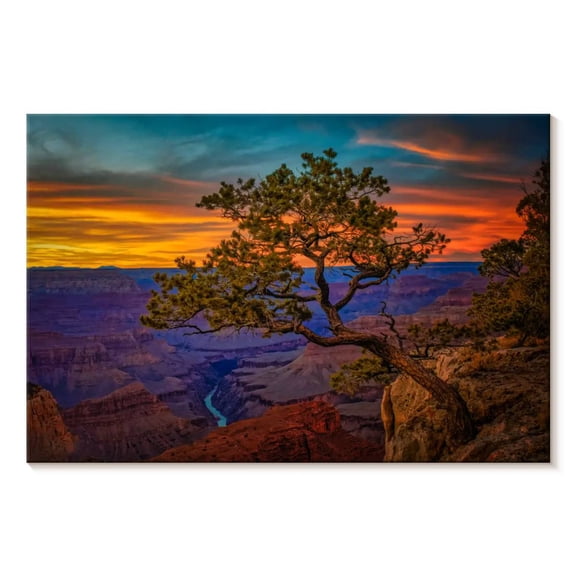 Elephant Stock Grand Canyon Juniper Tree Wall Art - Horizontal Canvas Wall Art - Living Room Wall Decor - Floral And Botanical Canvas - Orange And Green Decor - 39" x 26"