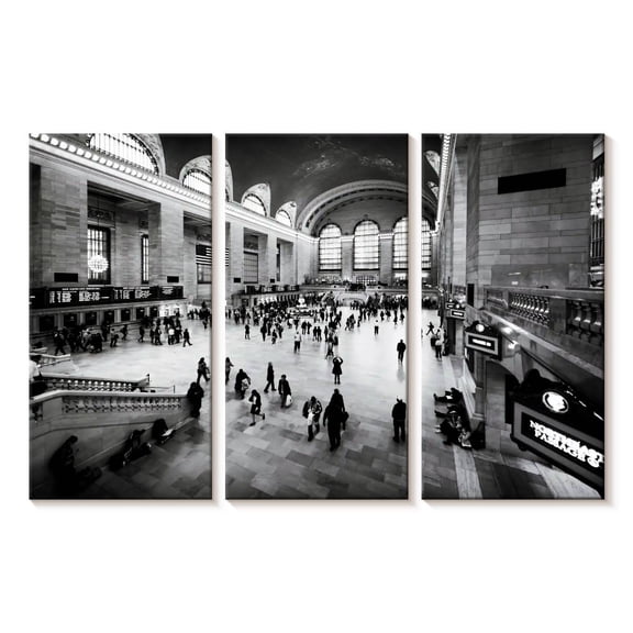 Elephant Stock Grand Central Terminal Wall Art - Horizontal Multi Panel Canvas - Living Room Wall Decor - Places Multi Panel - Black And Gray Decor By Philippe Hugonnard - 23" x 14"