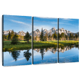 thumbnail image 1 of Elephant Stock Grand Tetons Reflection Wall Art - Horizontal Multi Panel Canvas - Living Room Wall Decor - Nature Multi Panel - Green And Blue Decor - 33" x 20", 1 of 8