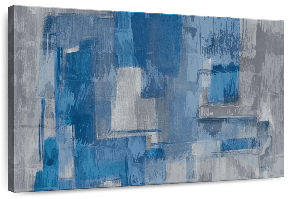 Elephant Stock Gray And Blue Layers Wall Art Horizontal Canvas Wall