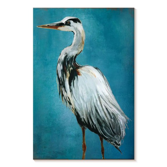Elephant Stock Great Blue Heron Ii Wall Art - Vertical Canvas Wall Art - Living Room Wall Decor - Animal Canvas - Gray And Black Decor By Carol Robinson - 24" x 36"