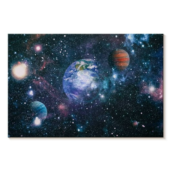 Elephant Stock The Great Galaxy Wall Art - Horizontal Canvas Wall Art - Living Room Wall Decor - Astronomy & Space Canvas - Blue And Teal Decor - 12" x 8"