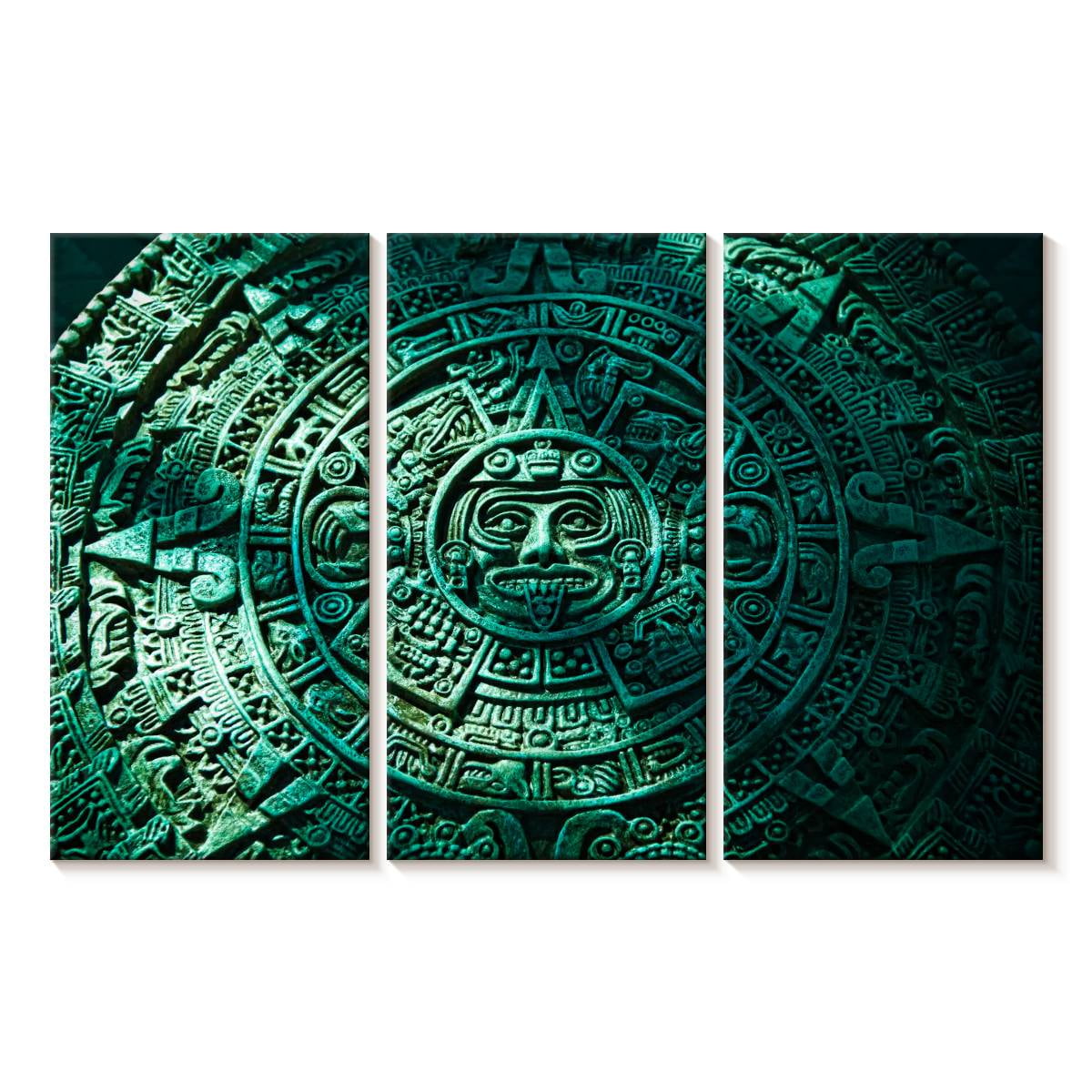 Elephant Stock Green Aztec Sun Stone Wall Art - Horizontal Multi Panel ...