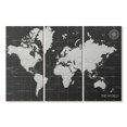 thumbnail image 1 of Elephant Stock Grid Lines World Map Wall Art - Horizontal Multi Panel Canvas - Living Room Wall Decor - Map Multi Panel - Gray And Decor - 38" x 24", 1 of 4