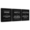 thumbnail image 1 of Elephant Stock Grind Hustle Execution Typography Wall Art - Horizontal Multi Panel Canvas - Living Room Wall Decor - Inspirational And Typography Multi Panel - Black And White Decor - 62" x 30", 1 of 8