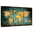 thumbnail image 1 of Elephant Stock Grunge World Map Wall Art - Horizontal Multi Panel Canvas - Living Room Wall Decor - Map Multi Panel - Black And Orange Decor - 45" x 28", 1 of 8