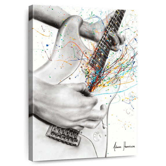 Elephant Stock The Guitar Solo Wall Art - Vertical Canvas Wall Art - Living Room Wall Decor - Music Canvas - Orange And White Decor By Ashvin Harrison - 30" x 45"