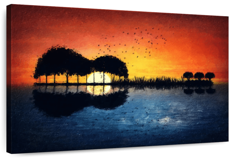 Elephant Stock Guitar Sunset Wall Art - Horizontal Canvas Wall Art ...
