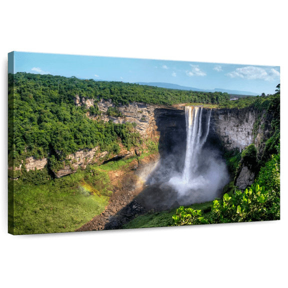 Elephant Stock Guyana's Kaieteur Falls Wall Art - Horizontal Canvas Wall Art - Living Room Wall Decor - Nature Canvas - Brown And Blue Decor - 51" x 34"