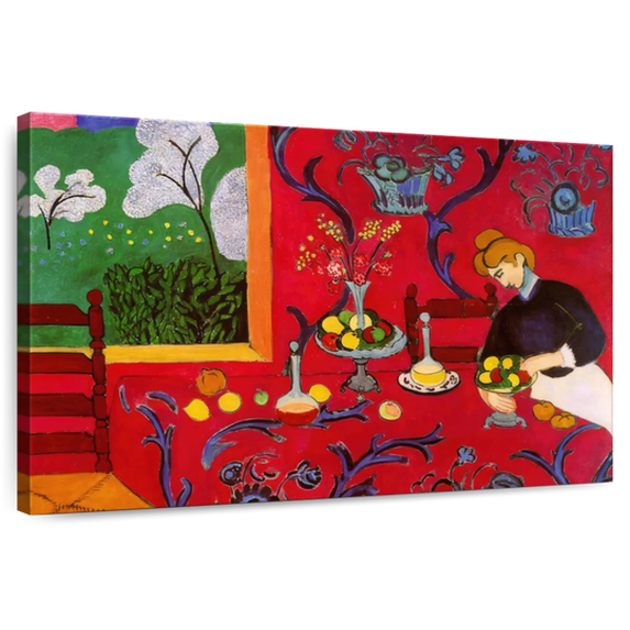 Elephant Stock Harmony In Red Wall Art - Horizontal Canvas Wall Art - Living Room Wall Decor - People Canvas - Red And Black Decor By Henri Matisse - 24" x 16"