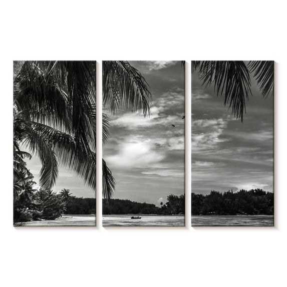 Elephant Stock Hauru Point Wall Art - Horizontal Multi Panel Canvas - Living Room Wall Decor - Beach Multi Panel - Gray And Black Decor - 23" x 14"