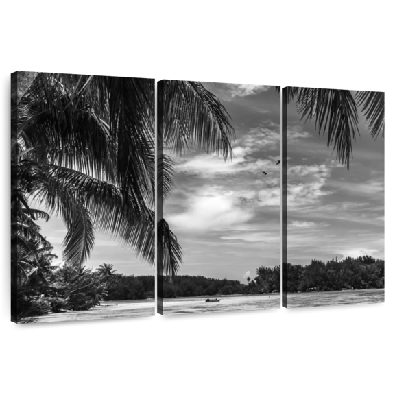 Elephant Stock Hauru Point Wall Art - Horizontal Multi Panel Canvas - Living Room Wall Decor - Beach Multi Panel - Gray And Black Decor - 38" x 24"