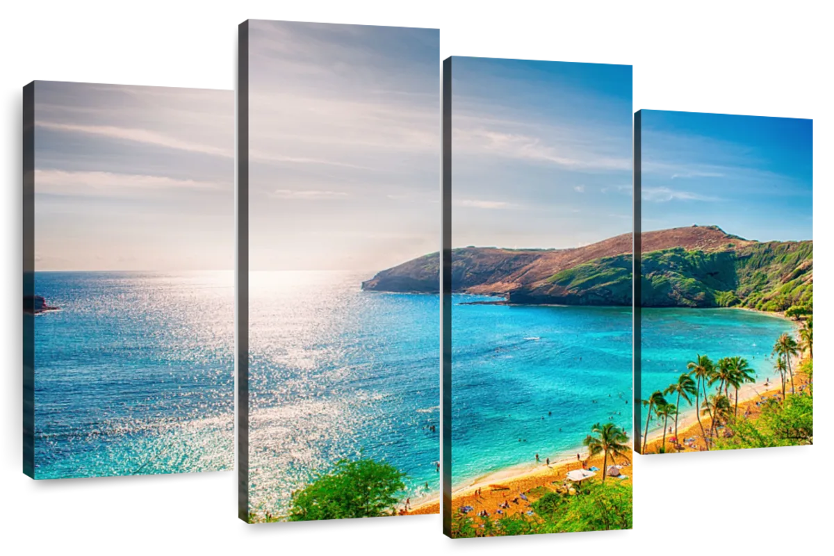 Elephant Stock Hawaiian Beach Wall Art - Horizontal Multi Panel Canvas ...