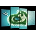 thumbnail image 1 of Elephant Stock Heart Beach Paradise Wall Art - Horizontal Multi Panel Canvas - Living Room Wall Decor - Beach Multi Panel - Green And Teal Decor - 43" x 27", 1 of 4