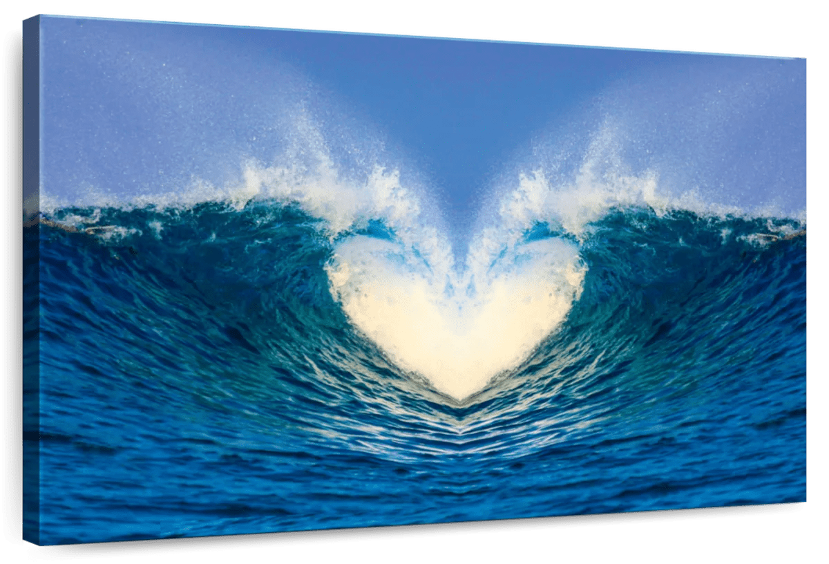 Elephant Stock Heart Ocean Waves Wall Art - Horizontal Canvas Wall Art ...