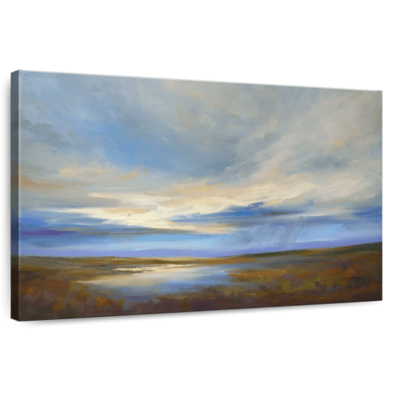 Elephant Stock Heavenly Light I Wall Art - Horizontal Canvas Wall Art - Hallway Wall Decor - Abstract Canvas - Brown And Blue Decor By Sheila Finch - 45" x 30"