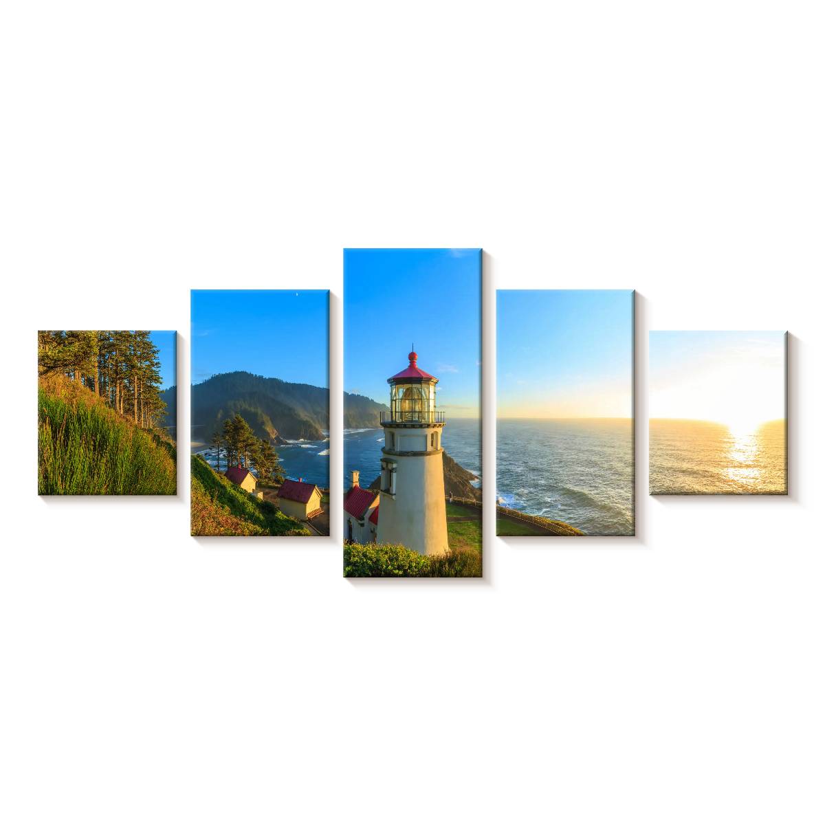 Elephant Stock Heceta Head Lighthouse Wall Art - Horizontal Multi Panel ...