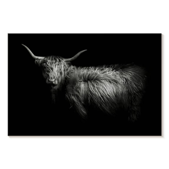 Elephant Stock Hello Highland Cow Wall Art - Horizontal Canvas Wall Art - Living Room Wall Decor - Animal Canvas - Black And Gray Decor By Photoinc Studio - 12" x 8"