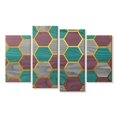 thumbnail image 1 of Elephant Stock Hexagon Geometric Pattern Wall Art - Horizontal Multi Panel Canvas - Living Room Wall Decor - Abstract Multi Panel - Gray And Purple Decor - 52" x 32", 1 of 4