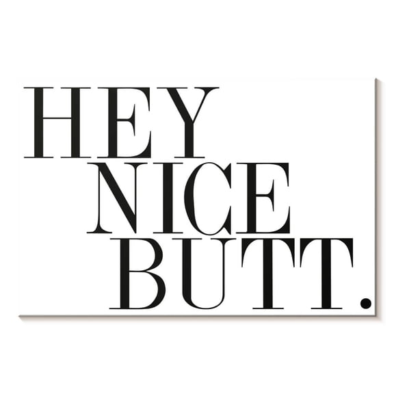 Elephant Stock Hey Nice Butt Wall Art - Horizontal Canvas Wall Art - Bathroom Wall Decor - Humor Canvas - White And Black Decor - 12" x 8"
