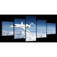 thumbnail image 1 of Elephant Stock High Altitude Business Plane Wall Art - Horizontal Multi Panel Canvas - 5 Pieceliving Room Wall Decor - Photography Transportation Multi Panel - Blue And White Decor - 29" x 12", 1 of 4