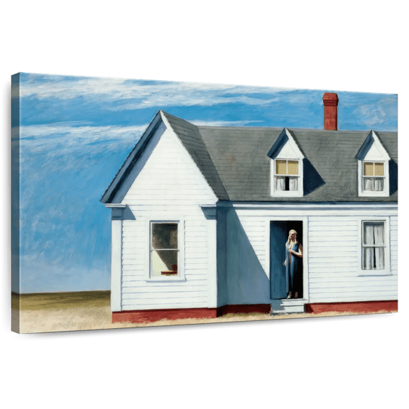Elephant Stock High Noon 1949 Wall Art - Horizontal Canvas Wall Art - Living Room Wall Decor - Architecture Canvas - Red And Blue Decor By Edward Hopper - 48" x 32"