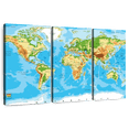 thumbnail image 1 of Elephant Stock Highly Detailed World Map Wall Art - Horizontal Multi Panel Canvas - Living Room Wall Decor - Map Multi Panel - Blue And White Decor - 33" x 20", 1 of 8