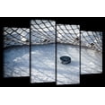thumbnail image 1 of Elephant Stock Hockey Goal Wall Art - Horizontal Multi Panel Canvas - 4 Pieceliving Room Wall Decor - Photography Sports Multi Panel - Gray And Blue Decor - 84" x 54", 1 of 4