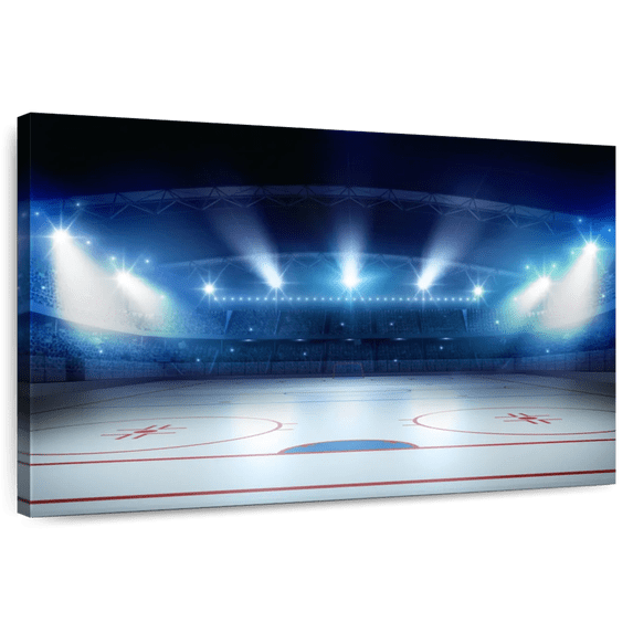 Elephant Stock Hockey Stadium Wall Art - Horizontal Canvas Wall Art - Living Room Wall Decor - Sports Canvas - Blue And White Decor - 45" x 30"
