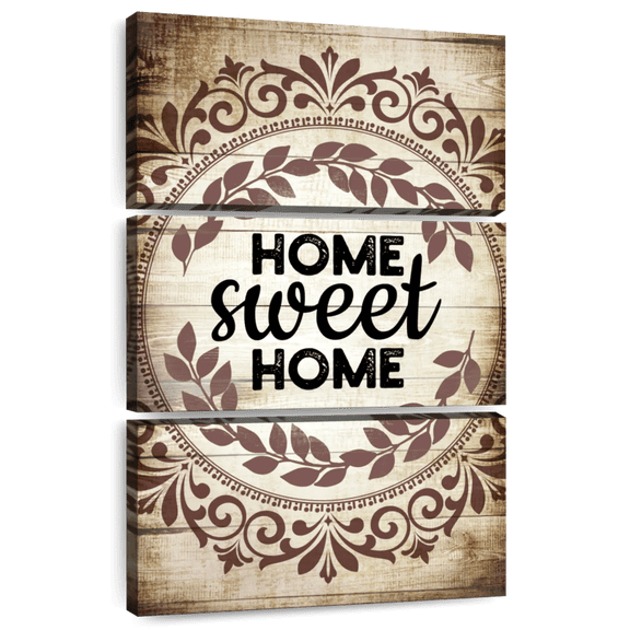 Elephant Stock Home Sweet Home Family Typography I Wall Sign Wall Art - Vertical Multi Panel Canvas - Dining Room Wall Decor - Wall Signs Multi Panel - Black And Brown Decor - 24" x 38"