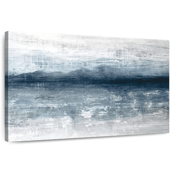 Elephant Stock Horizon Abstract Wall Art - Horizontal Canvas Wall Art - Living Room Wall Decor - Abstract Canvas - Blue And Gray Decor By Stephane Fontaine - 12" x 8"