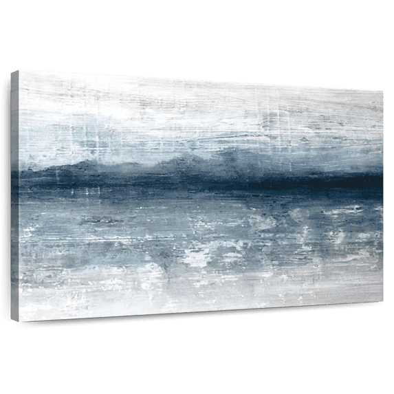 Elephant Stock Horizon Abstract Wall Art - Horizontal Canvas Wall Art - Living Room Wall Decor - Abstract Canvas - Blue And Gray Decor By Stephane Fontaine - 12" x 8"