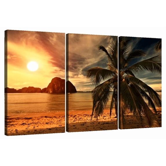 Elephant Stock Hot Beach Sunset Wall Art - Beach Multi Panel Canvas ...