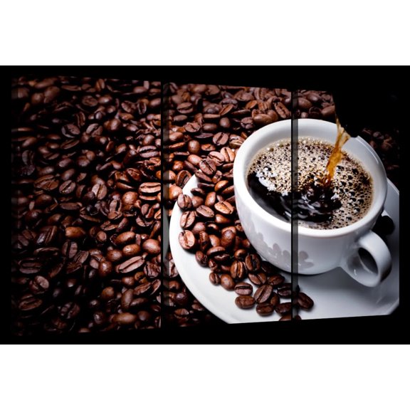 Elephant Stock Hot Black Coffee Wall Art - Horizontal Multi Panel Canvas - Cafe & Restaurant Wall Decor - Food And Drink Multi Panel - White And Brown Decor - 50" x 32"