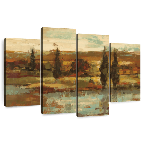 Elephant Stock Hot Day By The River Wall Art - Horizontal Multi Panel Canvas - Living Room Wall Decor - Abstract Multi Panel - Brown And Beige Decor By Silvia Vassileva - 43" x 27"