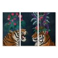 thumbnail image 1 of Elephant Stock Hot House Tigers Pair Dark Wall Art - Horizontal Multi Panel Canvas - Living Room Wall Decor - Animal Multi Panel - Teal And Black Decor By Fab Funky - 23" x 14", 1 of 4