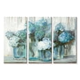 thumbnail image 1 of Elephant Stock Hydrangeas In Glass Jars Blue Wall Art - Horizontal Multi Panel Canvas - Living Room Wall Decor - Floral And Botanical Multi Panel - Beige And Gray Decor By Carol Rowan - 23" x 14", 1 of 4