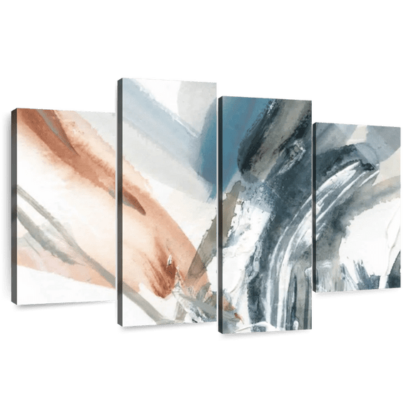 Elephant Stock Hypnotic Array Wall Art - Horizontal Multi Panel Canvas - Living Room Wall Decor - Abstract Multi Panel - Gray And Blue Decor By Carol Robinson - 36" x 22"