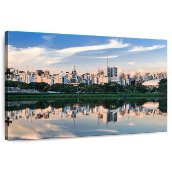Elephant Stock Ibirapuera Park Skyline Wall Art - Horizontal Canvas Wall Art - Living Room Wall Decor - Places Canvas - Gray And Green Decor - 39" x 26"