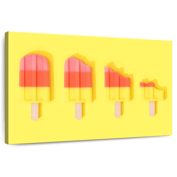 Elephant Stock Ice Cream Popsicles Wall Art - Horizontal Canvas Wall Art - Living Room Wall Decor - Food And Drink Canvas - Yellow And Pink Decor - 12" x 8"