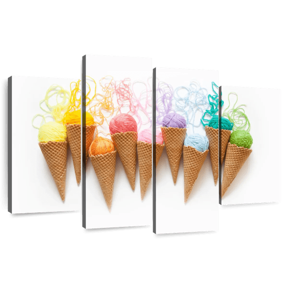 Elephant Stock Ice Cream Threads Wall Art - Horizontal Multi Panel Canvas - Hallway Wall Decor - Hobbies And Lifestyle Multi Panel - Purple And Brown Decor - 84" x 54"