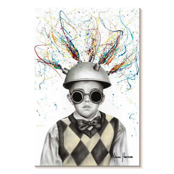 Elephant Stock The Ideas Boy Wall Art - Vertical Canvas Wall Art - Living Room Wall Decor - People Canvas - Gray And Beige Decor By Ashvin Harrison - 34" x 51"