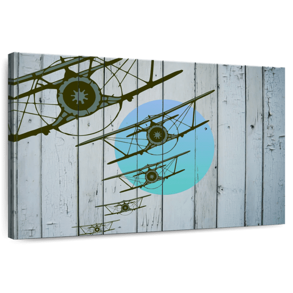Elephant Stock Illustrated Airplanes Wall Art - Transportation Canvas Canvas - 36" x 24"